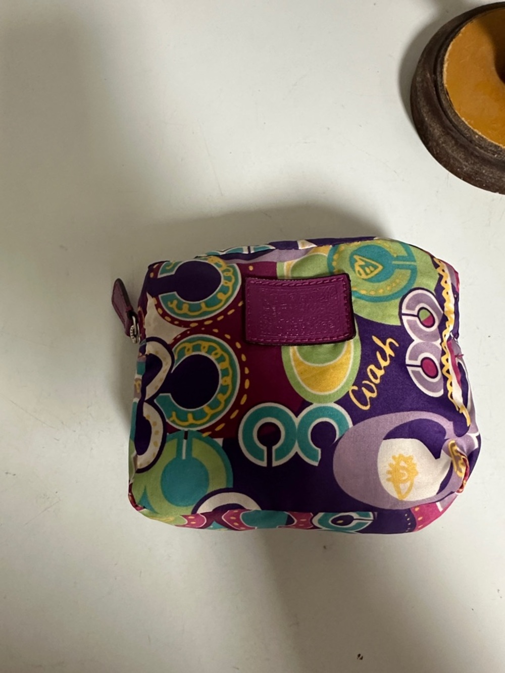 Coach Multicolor Purple Patterned Cosmetic Pouch